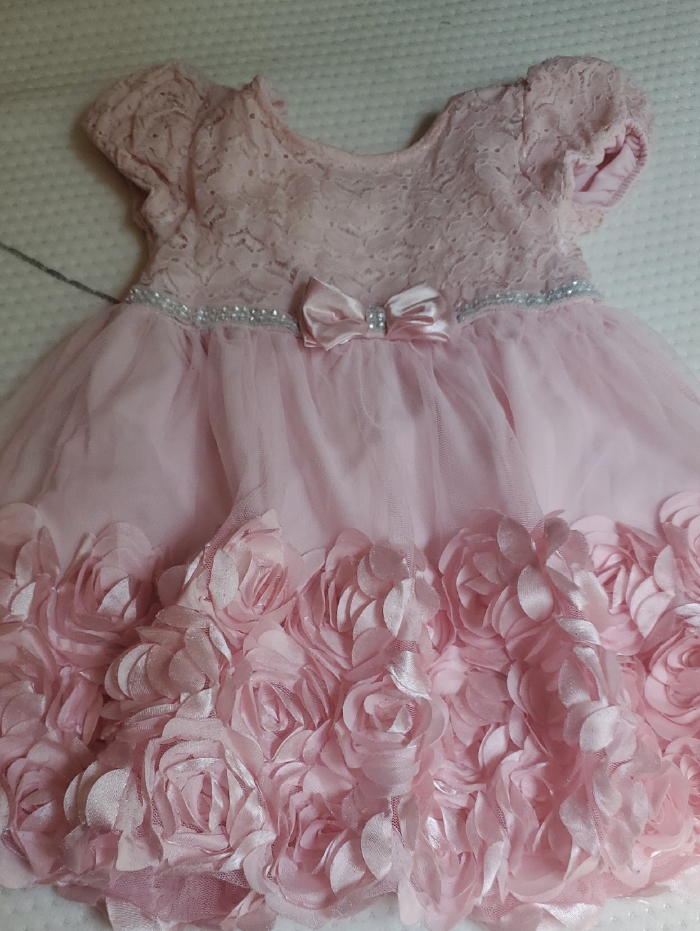 Nannette Pale Pink Lace & Rosette Tulle Party Dress